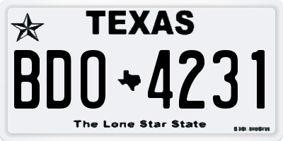 TX license plate BDO4231