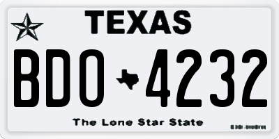 TX license plate BDO4232