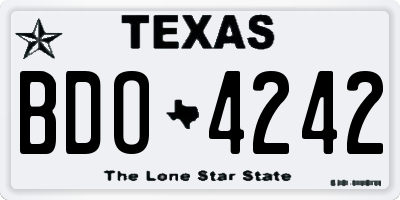 TX license plate BDO4242