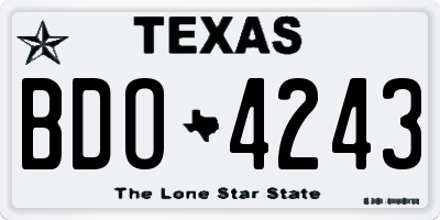 TX license plate BDO4243
