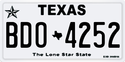 TX license plate BDO4252