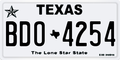 TX license plate BDO4254