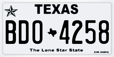 TX license plate BDO4258