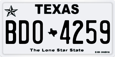 TX license plate BDO4259