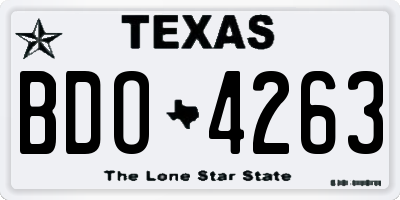 TX license plate BDO4263