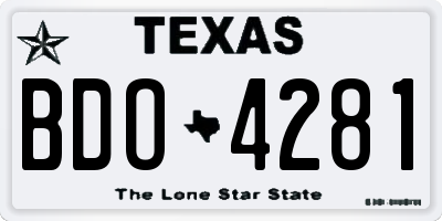 TX license plate BDO4281