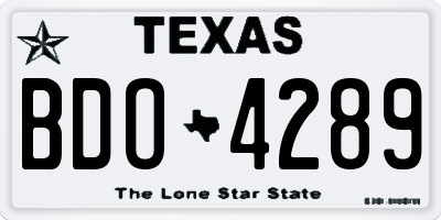 TX license plate BDO4289