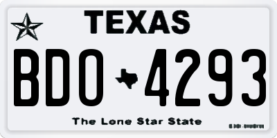 TX license plate BDO4293