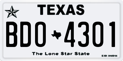 TX license plate BDO4301