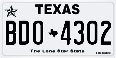 TX license plate BDO4302