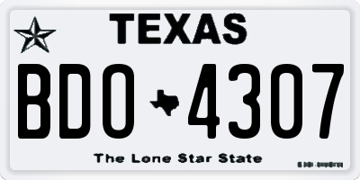 TX license plate BDO4307