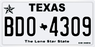 TX license plate BDO4309