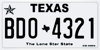 TX license plate BDO4321