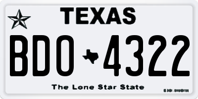TX license plate BDO4322