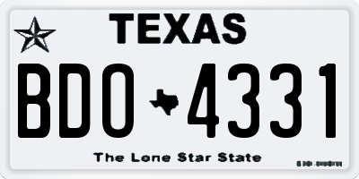 TX license plate BDO4331