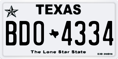 TX license plate BDO4334