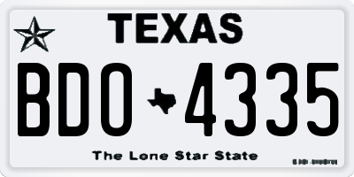 TX license plate BDO4335