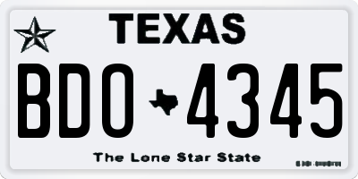 TX license plate BDO4345
