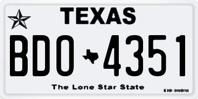 TX license plate BDO4351