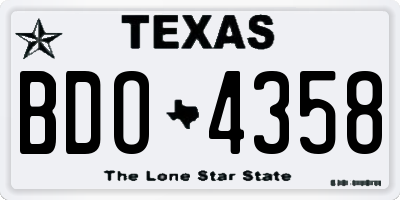 TX license plate BDO4358