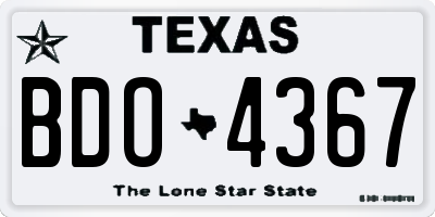 TX license plate BDO4367