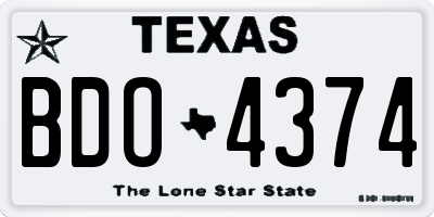 TX license plate BDO4374