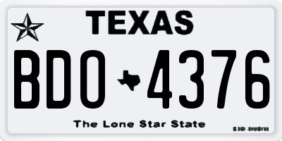 TX license plate BDO4376