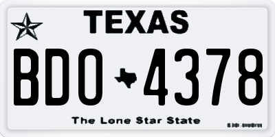 TX license plate BDO4378
