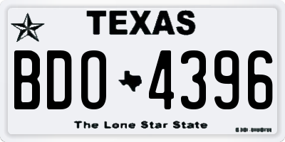 TX license plate BDO4396