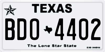 TX license plate BDO4402