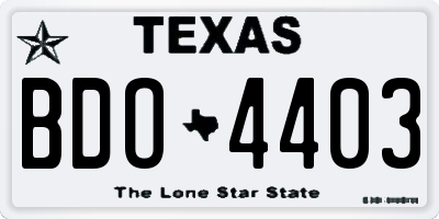 TX license plate BDO4403