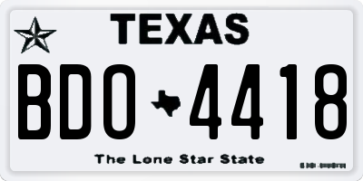 TX license plate BDO4418