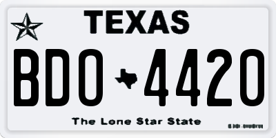 TX license plate BDO4420