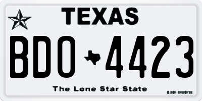 TX license plate BDO4423