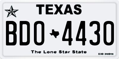 TX license plate BDO4430