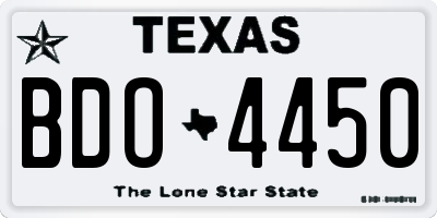 TX license plate BDO4450