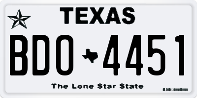 TX license plate BDO4451