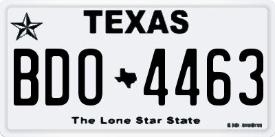 TX license plate BDO4463