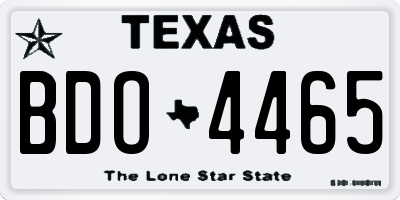 TX license plate BDO4465