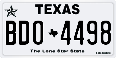 TX license plate BDO4498