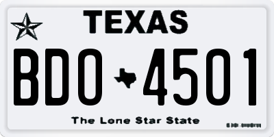 TX license plate BDO4501