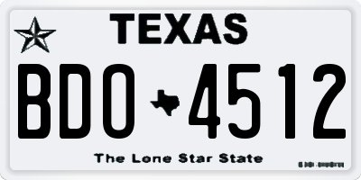 TX license plate BDO4512