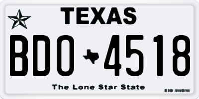 TX license plate BDO4518