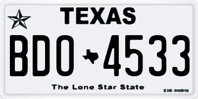 TX license plate BDO4533