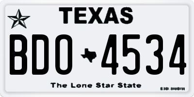 TX license plate BDO4534
