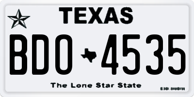 TX license plate BDO4535