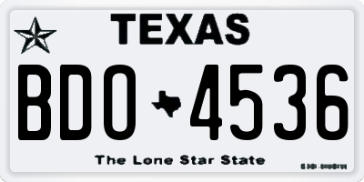TX license plate BDO4536