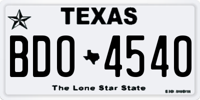 TX license plate BDO4540