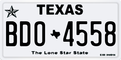 TX license plate BDO4558