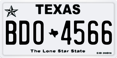 TX license plate BDO4566